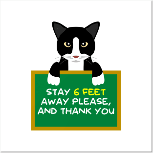 Advice Cat - Stay 6 Feet Away Please, And Thank You Posters and Art